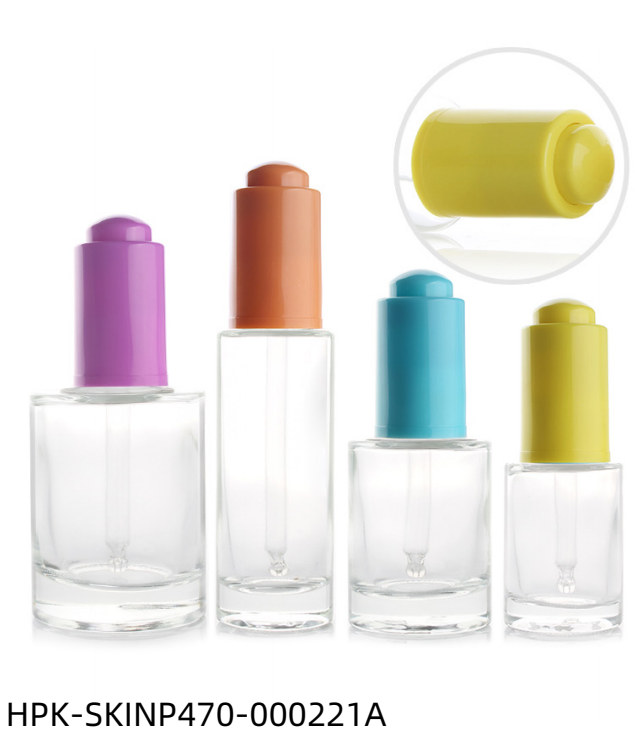 Thick Base Glass Bottle with Colored Push-button Pipette Cap